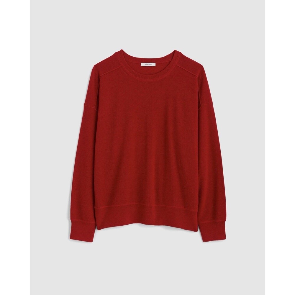 NWT Madewell Merino Wool Pullover Sweater Red Crewneck Women’s Medium M - Picture 2 of 7